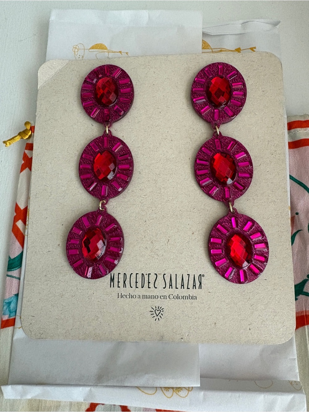 Mercedez Salazar Hot Pink light weight Dangle Statement clip on Earrings
